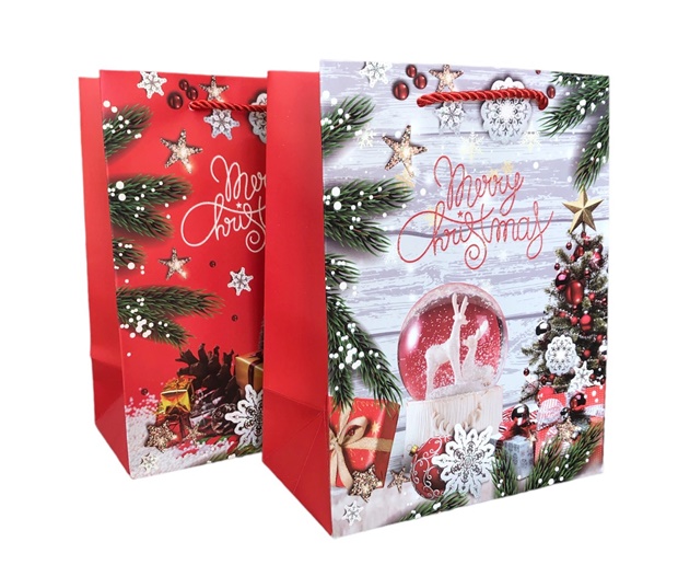 Коледна торба за подаръци червена 26 х 32 x10см /12 бр. в стек/