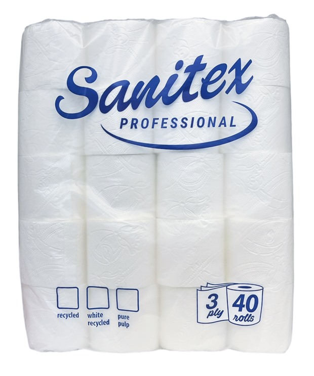Тоалетна хартия Sanitex Professional трипластова 40 рола в пакет