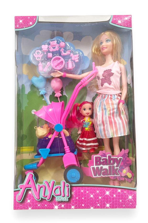 Кукли 2 броя с количка и домашен любимец №131-1