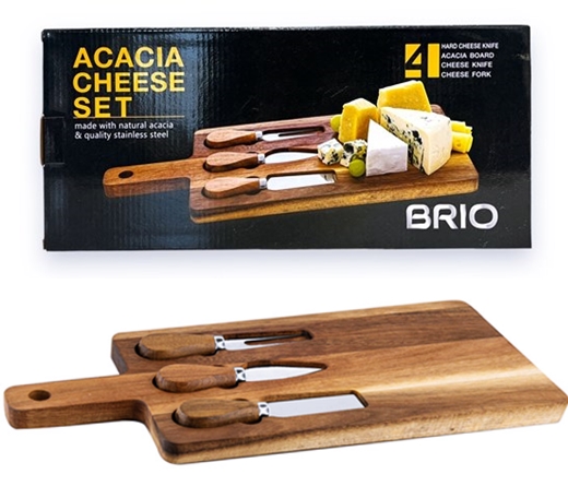 Сет дъска с дръжка и ножчета за сирена от 4 части BRIO Acacia №106997