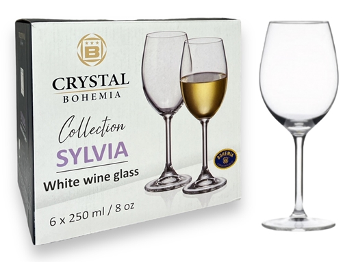 Чаша за бяло вино BOHEMIA CRYSTAL Sylvia 250ml 6 броя в кутия №071373 /8 кутии в кашон/