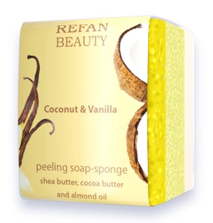 Пилинг сапун - гъба REFAN 75гр Coconut and Vanilla