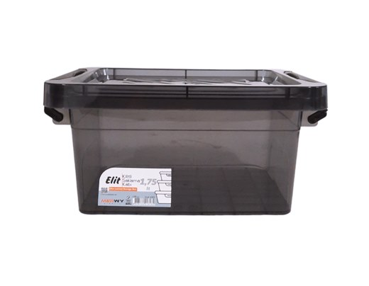 Кутия с щипки правоъгълна черна прозрачна пластмаса Elit MERWY 1,75л