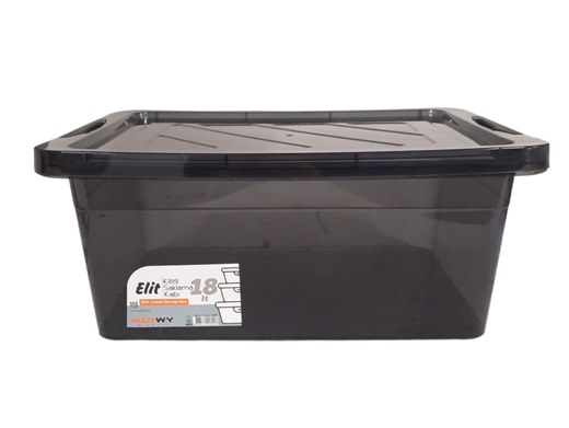 Кутия с щипки правоъгълна черна прозрачна пластмаса Elit MERWY 18л