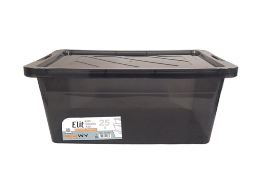 Кутия с щипки правоъгълна черна прозрачна пластмаса Elit MERWY 25л