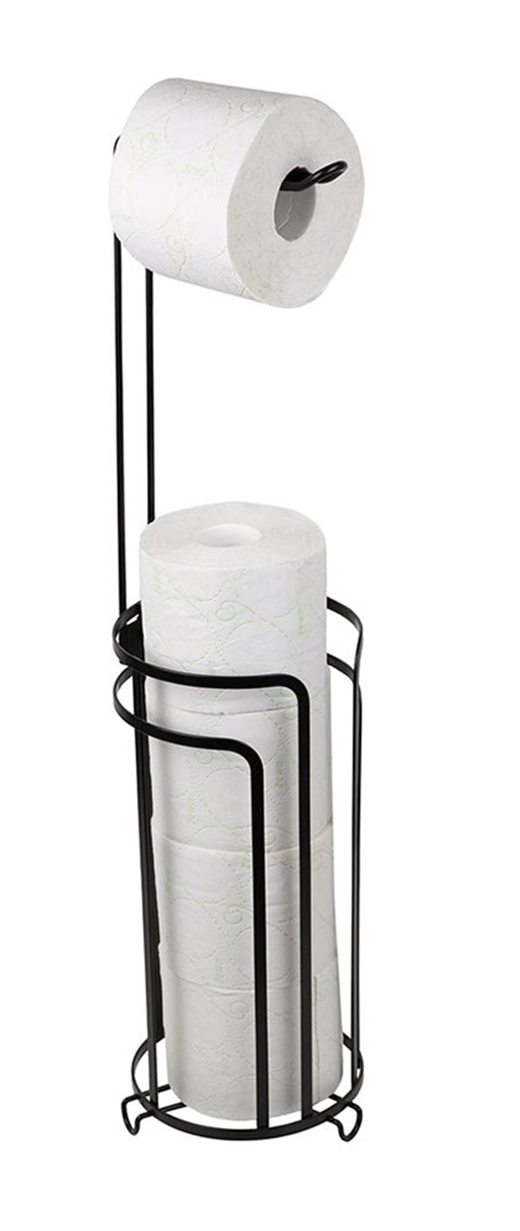 Стойка за тоалетна хартия с място за резервни ролки метална ЧЕРНА