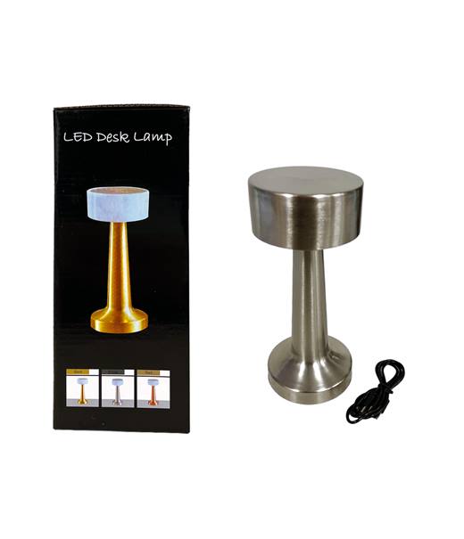 Лампа TOUCH 3 режима USB зареждане сребро Ф9/Н21см №BLA10
