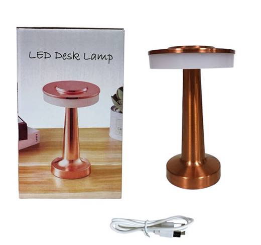 Лампа TOUCH 3 режима USB зареждане розово злато Ф12/Н20см