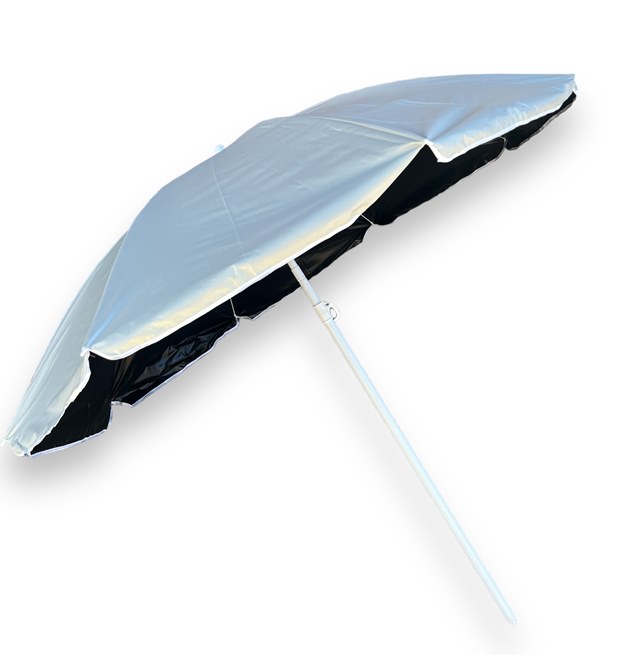 Чадър за плаж 85см чупещо рамо МЕТАЛИК UV защита/silver в калъф