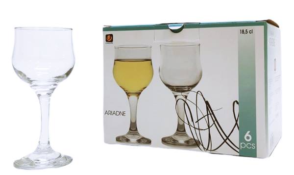 Чаша за бяло вино185 ml Ф71/Н155 mm Uniglass Ariadne 6 броя в цветна кутия №94504 /8 комплектав кашон/