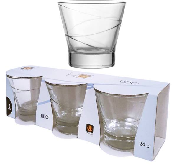 Чаша за уиски 240 ml Ф89,5/Н88 mm Uniglass Lido 3 броя в опаковка №53302 /10 комплекта в кашон/