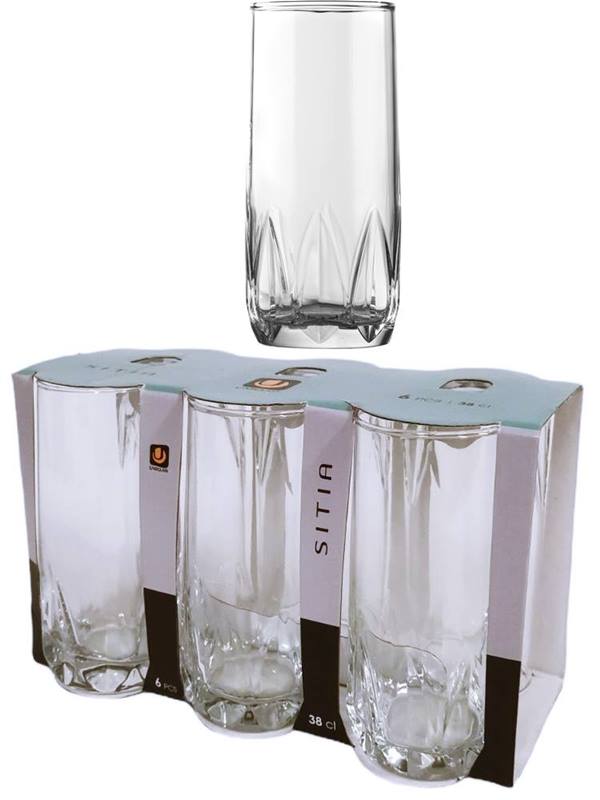 Чаша за водa 380 ml Ф70/Н148 mm Uniglass Sitia 6 броя в опаковка №91810 /8 комплекта в кашон/
