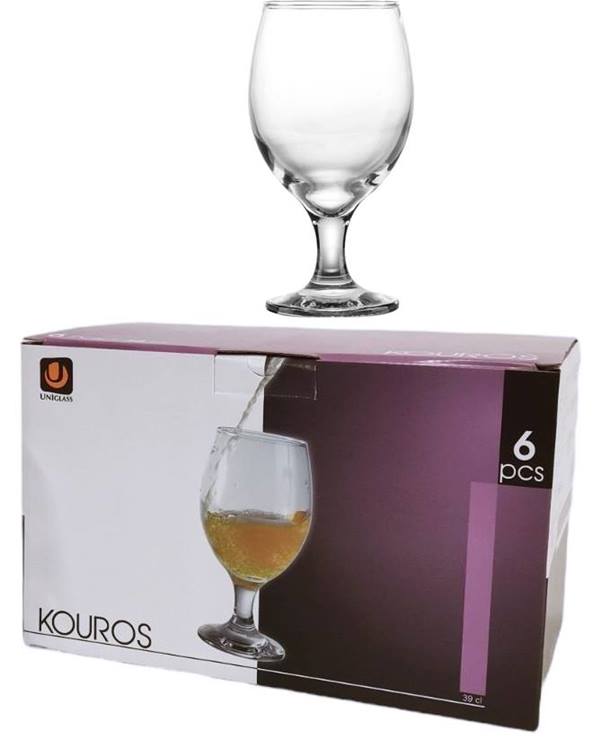 Чаша за бира 390 ml Ф86/Н160 mm Uniglass Kouros 6 броя в цветна кутия №92502 /4 комплекта в кашон/