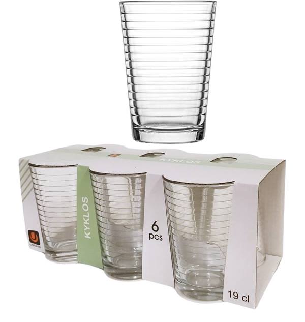 Чаша за вода 190 ml Ф68/Н98.5 mm Uniglass Kyklos 6 броя в опаковка №54178 /6 комплекта в кашон/