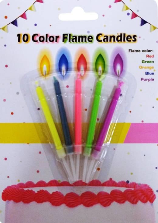 Свещ ЧРД 5 броя цветен пламък на картон