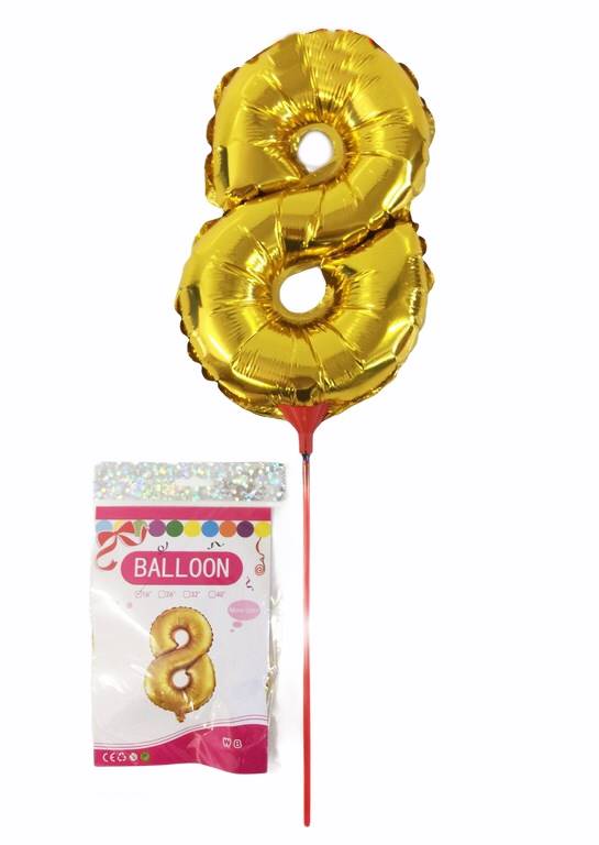 Балон цифра 16" с дръжка златен "8"/20 бр. в стек/