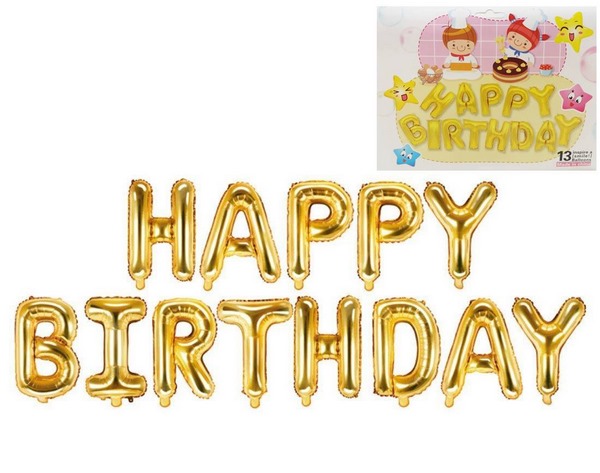 Балони фолирани надпис HAPPY BIRTHDAY 16"златни