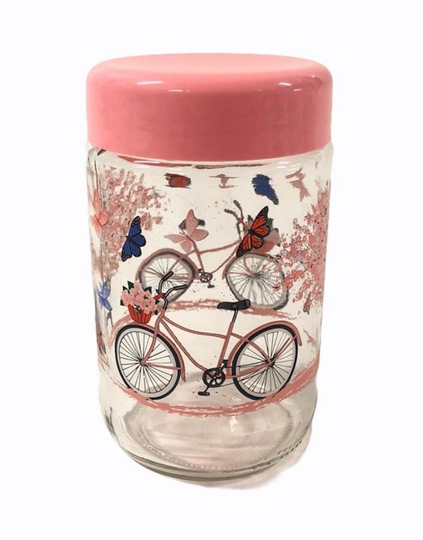 Буркан стъкло с пвц капачка декор колело 1л