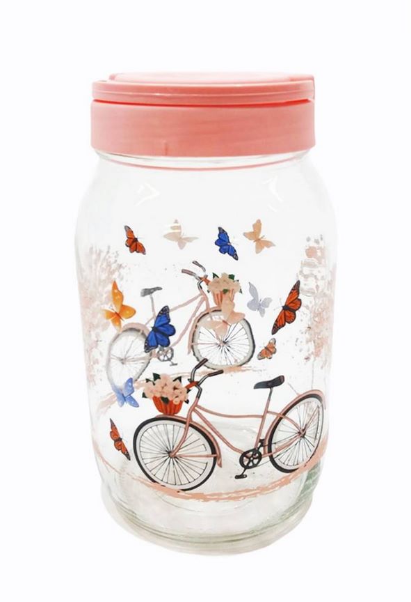 Буркан стъкло с пвц капачка декор колело 2л