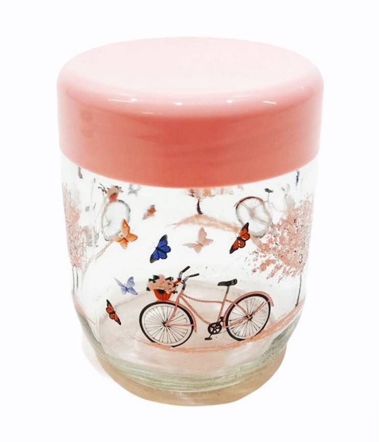 Буркан стъкло с пвц капачка декор колело 425мл
