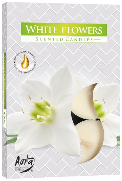 Свещ чаена ароматизирана 6-ца WHITE FLOWERS p15-179 /12 комплекта в стек/