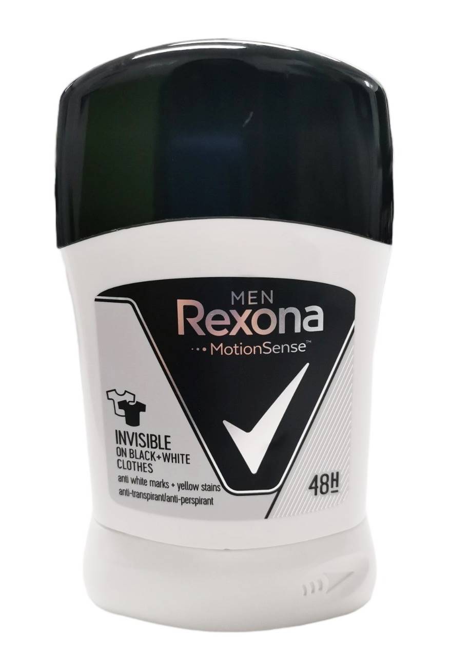 Дезодорант стик мъжки Rexona invisible black and white 50 ml /6 броя в стек/