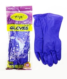 Домакински ръкавици дамски лилави лукс 85г L /10 чифта в стек/