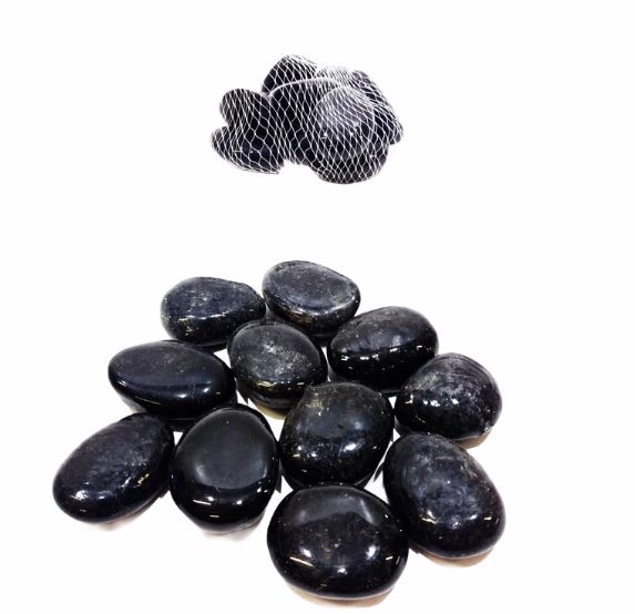 Камъни за декорация меланж черни гланц 300г