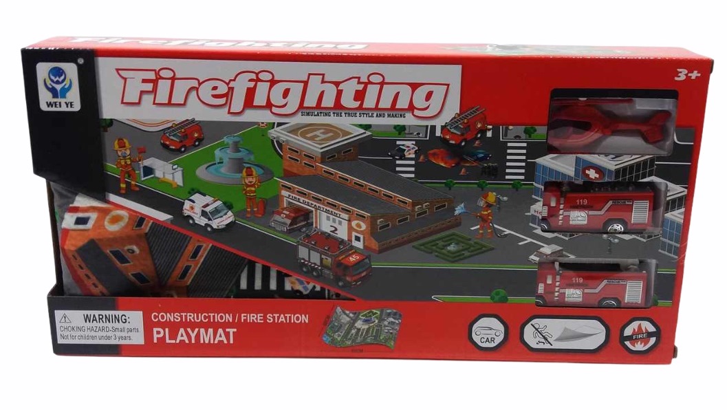 Килим - игра Пожарна + 3 коли в кутия 60см/80см №5599-90А