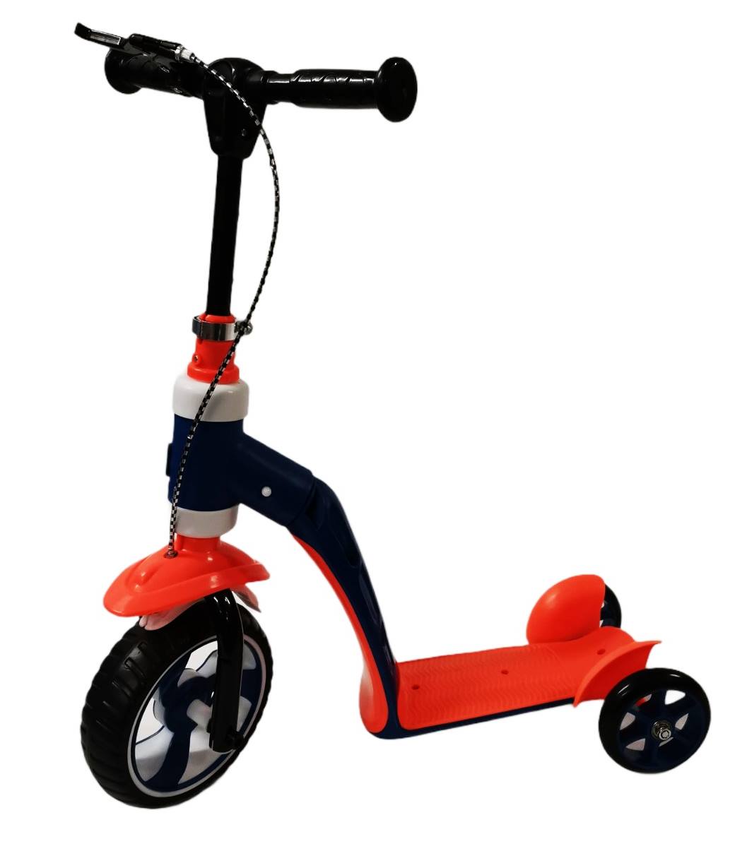 Колело/скутер с 3 гуми и спирачка оранжево/тъмносиньо