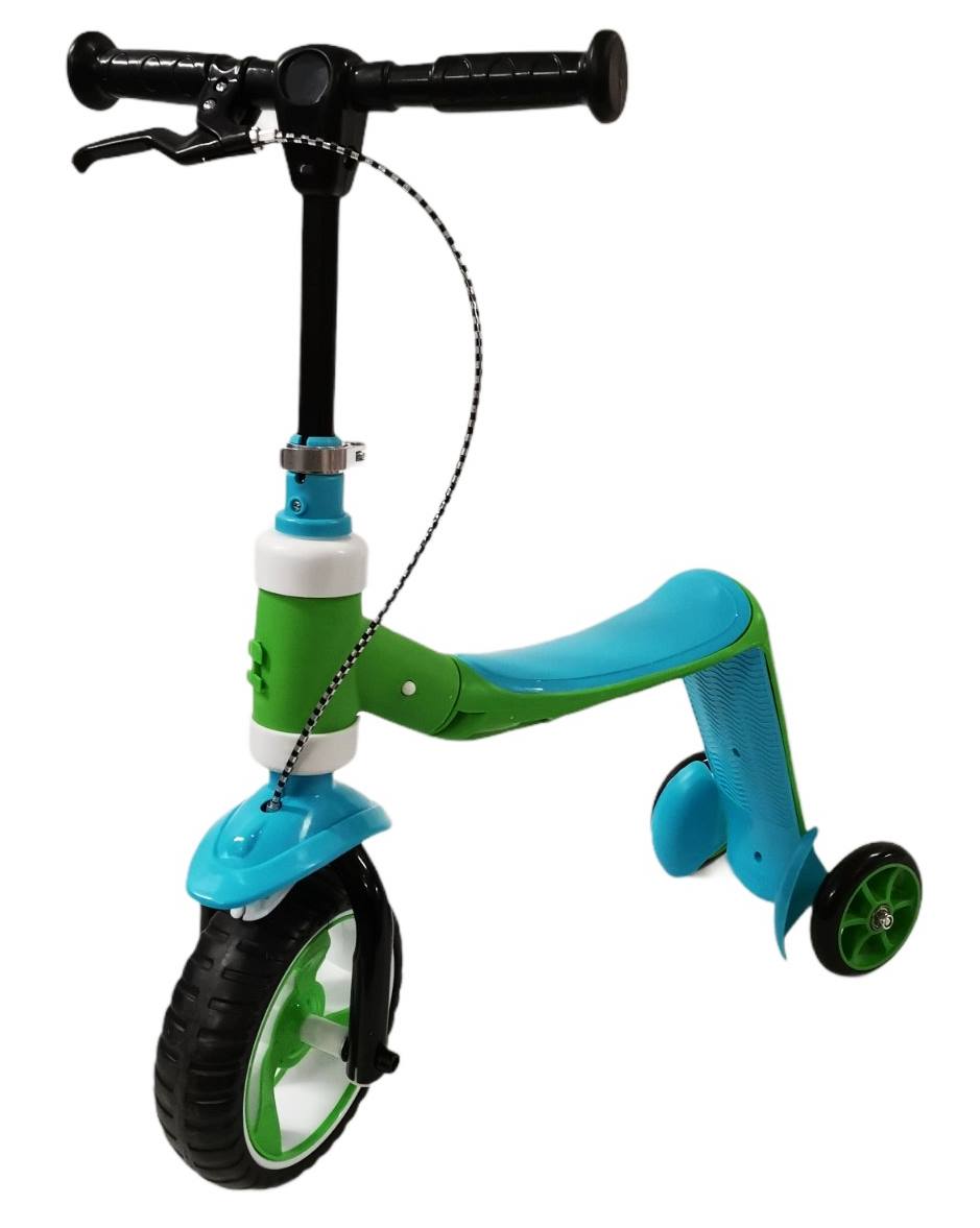 Колело/скутер с 3 гуми и спирачка зелено/синьо