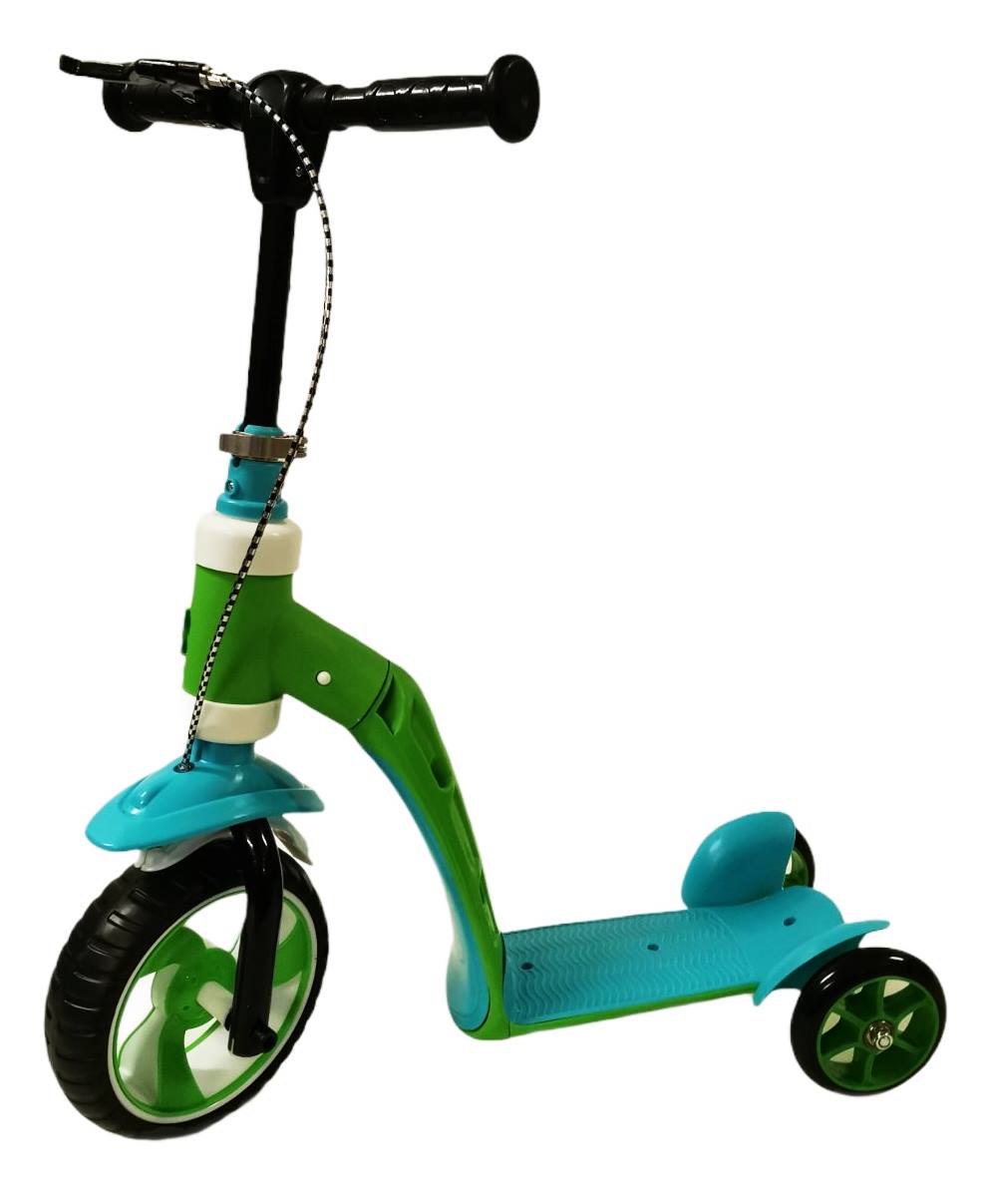 Колело/скутер с 3 гуми и спирачка зелено/синьо