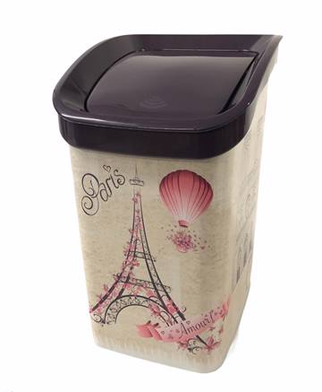 Кош за боклук OZ-ER люлеещ капак 6л декор Paris №1