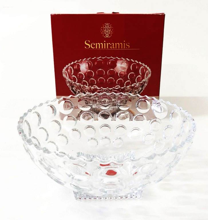 Купа релефно стъкло квадратно дъно Semiramis Ф22/H10 см в кутия №908 IRG