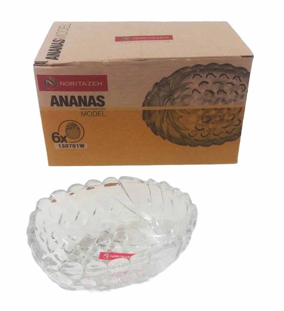 Купички за ядки релефно стъкло ANANAS 6 броя в кутия №130701W IRG