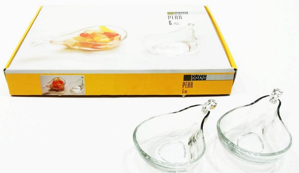 Купички за ядки стъкло круша PEAR 6 броя в кутия №BL7162GCL IRG