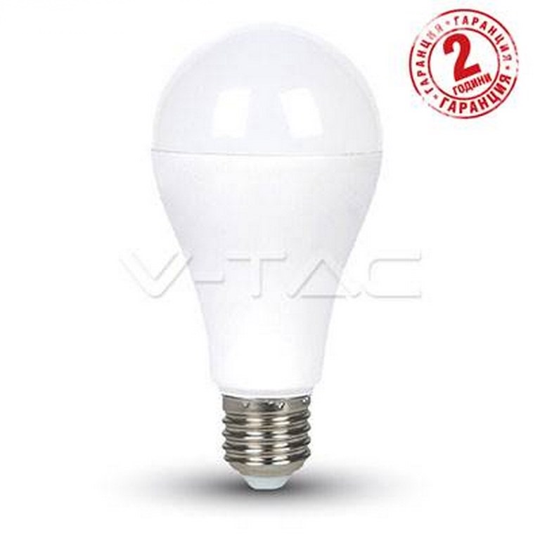 LED Крушка V-TAC E27 17W A65 термо пластик 2700К топла светлина код 4456/VT-2017