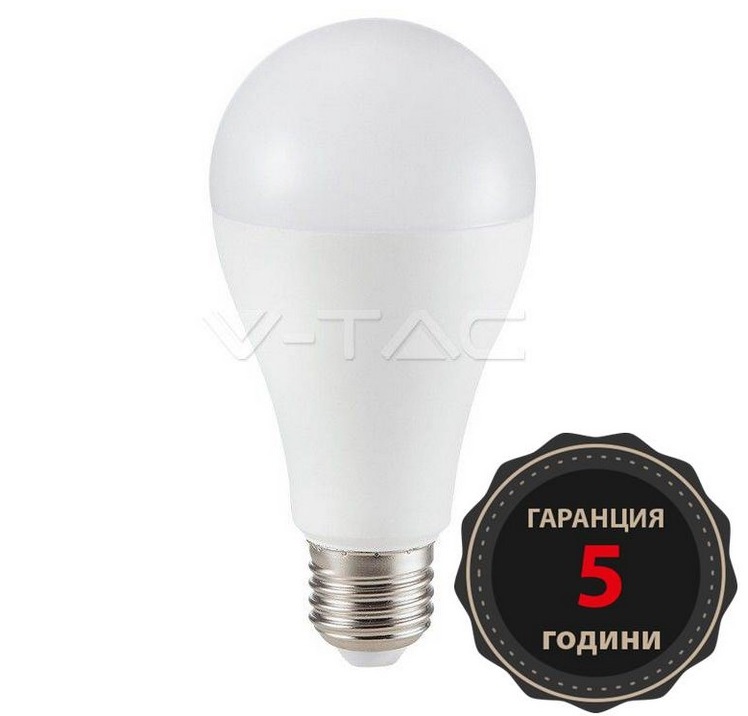LED Крушка V-TAC SAMSUNG ЧИП E27 15W A65 4000K дневна светлина код 160/VT-215