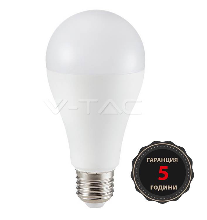 LED Крушка V-TAC SAMSUNG ЧИП E27 17W A65 6400K студена светлина SKU 164
