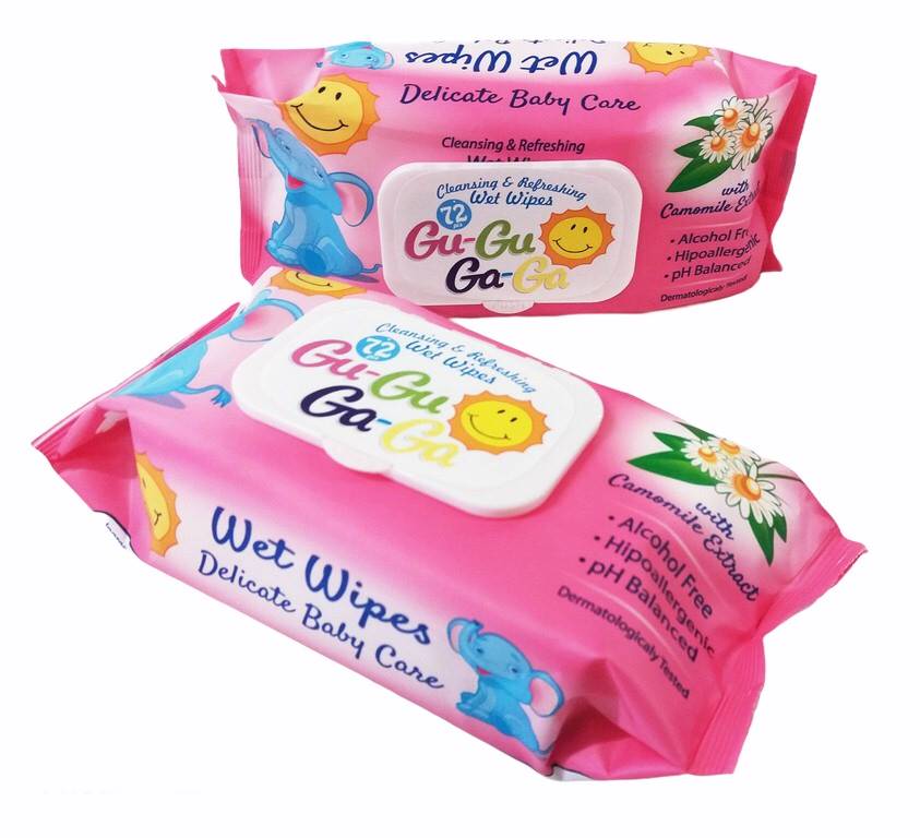 Мокри кърпи Gu-Gu Ga-Ga с капак 72бр. розови /24 пакета в кашон/