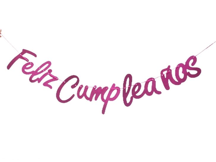 Надпис за рожден ден Feliz Cumpleanos розов лукс 200см/12 бр. в стек/