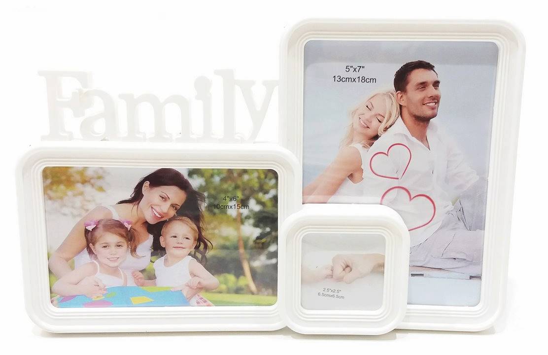 Рамка за колаж от 3 снимки бяла FAMILY