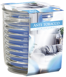 Свещ ароматизирана в оребрена чаша ANTI TOBACCO snw80-1-69 /6 броя в кашон/
