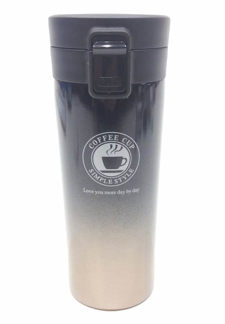 Термос-чаша за кафе цветен инокс преливаща 500мл №1702