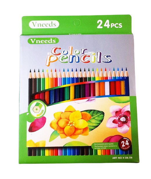 Моливи в кутия 24 цвята Vneeds №v06-64 /12 комплекта в стек/