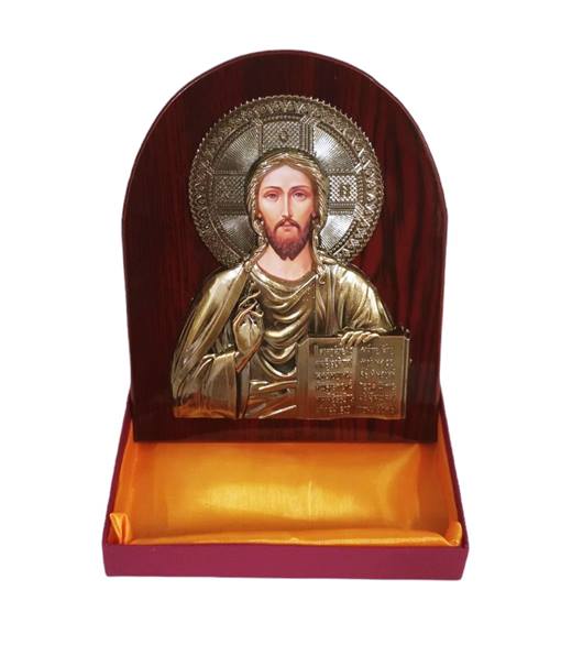 Икона на стойка Исус Христос 18х14см златна