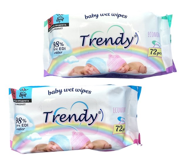 Мокри кърпи "Trendy" 72бр /30 пакета в кашон/