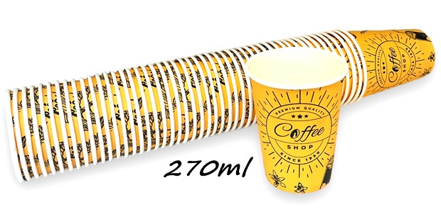 Чаша картонена COFFEE 9 OZ/270ml 50 броя в стек /20 стека в кашон/