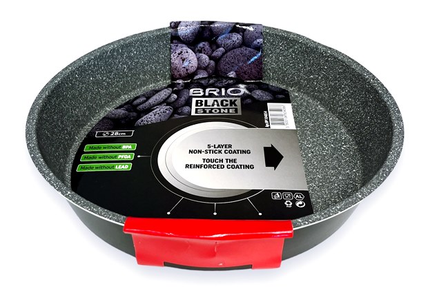 Тава за печене BRIO Black Stone с незалепващо покритие кръгла Ф28см №104854 /12 броя в кашон/